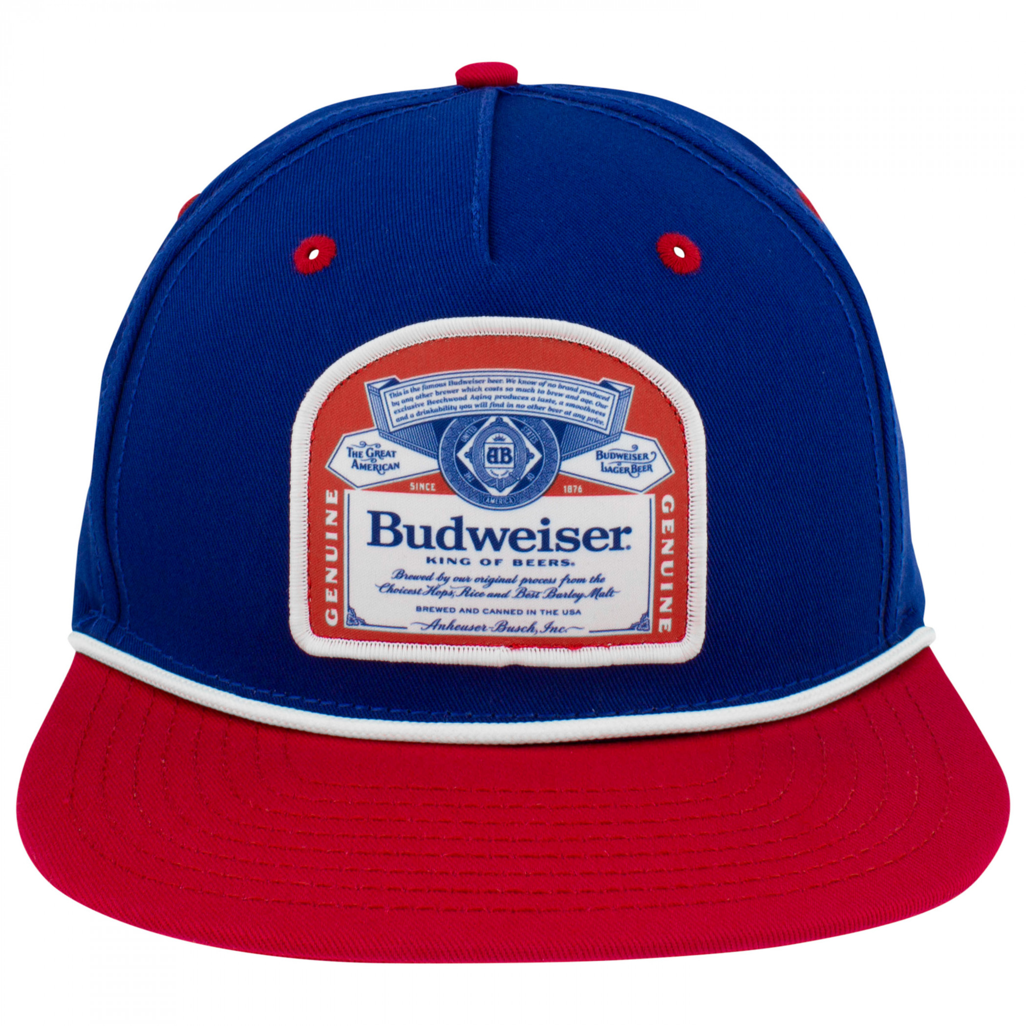 Budweiser Vintage Bottle Label Navy & Red Rope Hat